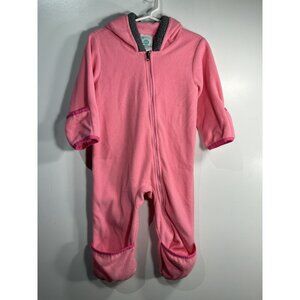 cuddle club baby girls pink bodysuit long sleeve pants zip up size 12-18 months
